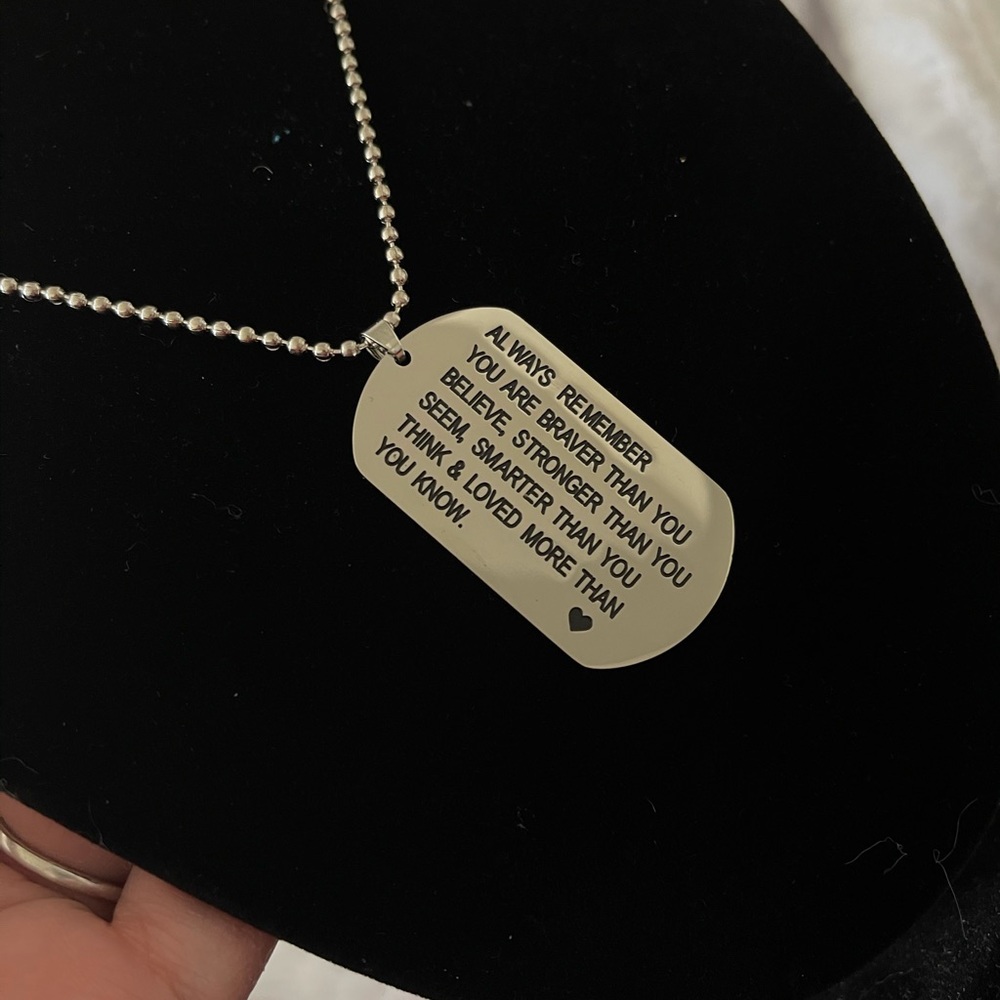 Braver, Stronger, Smarter Saying Dog Tag Necklace - Picture 8 of 13